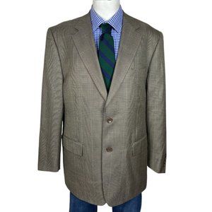 Richard Harris Sport Coat Jacket SILK WOOL  Beige Glen Plaid Men's 42L Nice